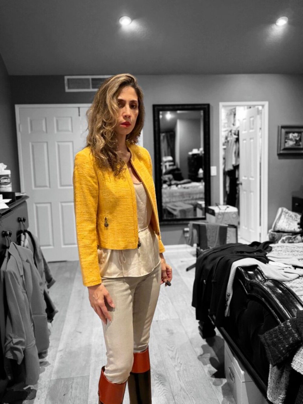 Akris Punto silk Yellow Textured tweed Blazer